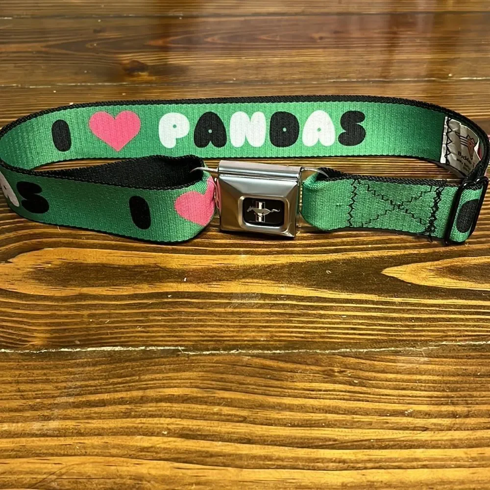 Buckle Down “I Love Pandas” Ford Mustang Seatbelt Belt